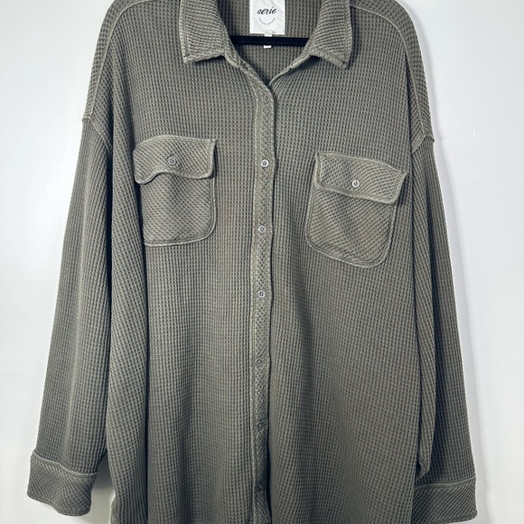 Aerie Women’s LumberJane Waffleknit Shirt Size XL Gray - Picture 2 of 9